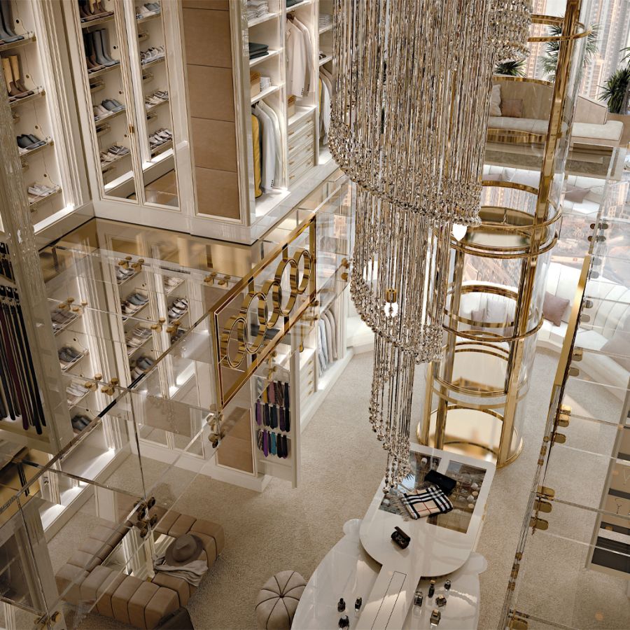 Evolution Bedroom: Penthouse Design & Double Floor Walk-In Closet